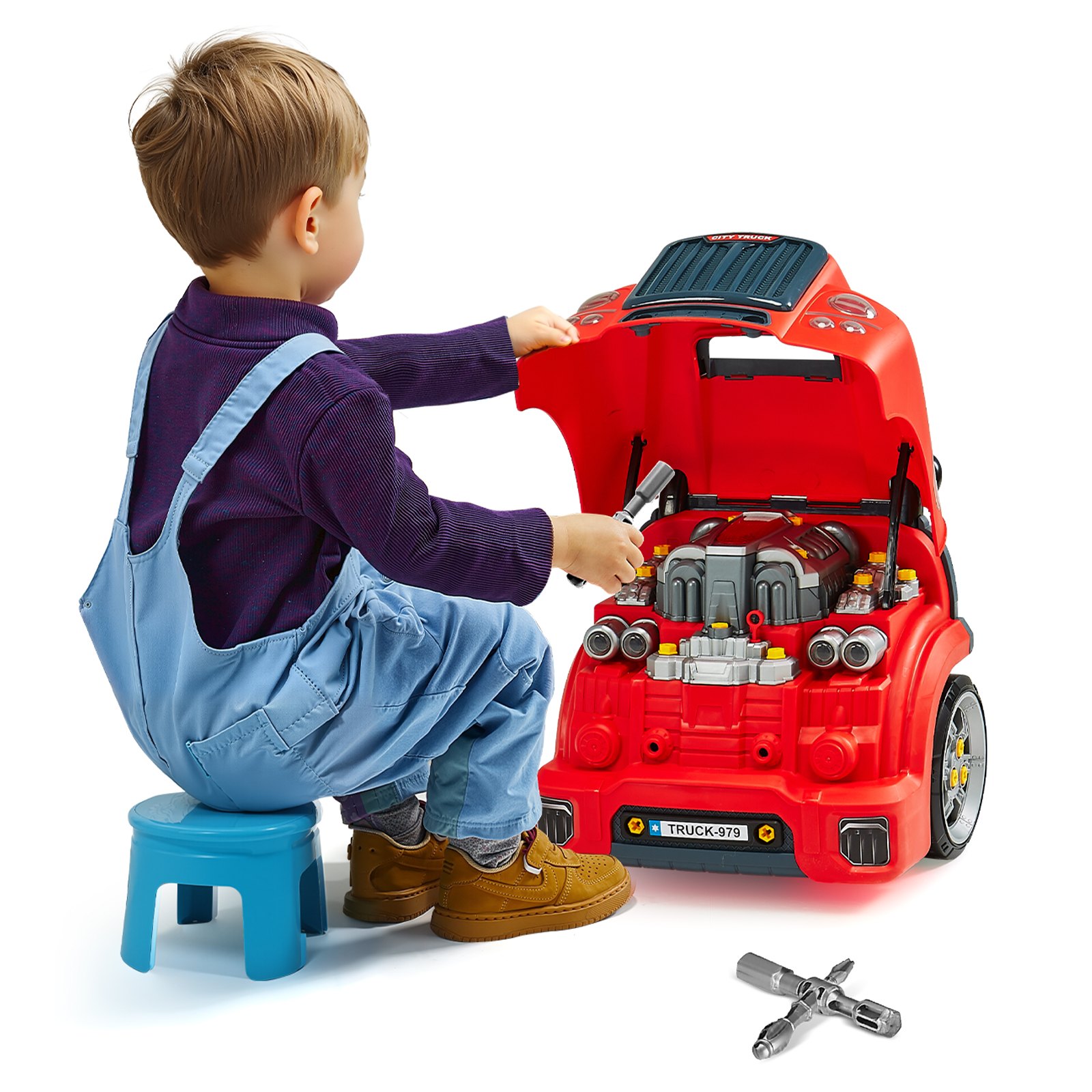 Mechanic Toy VEVOR Childrens Toy Engine – 60pcs, Lights & Sounds