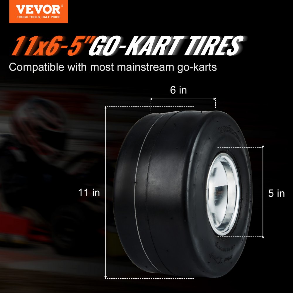 Vevor Go Kart Tires And Rims 11x6 5 Go Kart Wheels 2 Pack Rear Wheels Aluminum Alloy Rims 