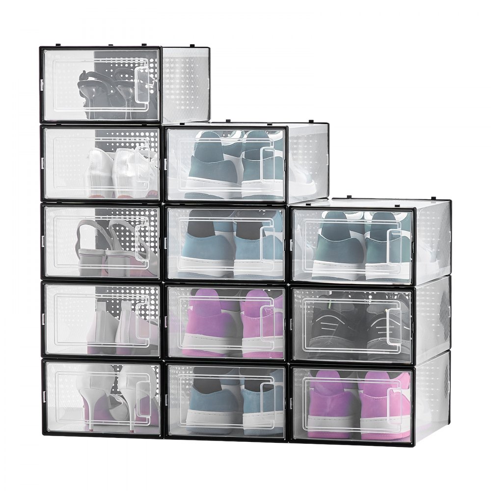 VEVOR Shoe Storage Boxes, 12 Pack Stackable Shoe Boxes Storage ...