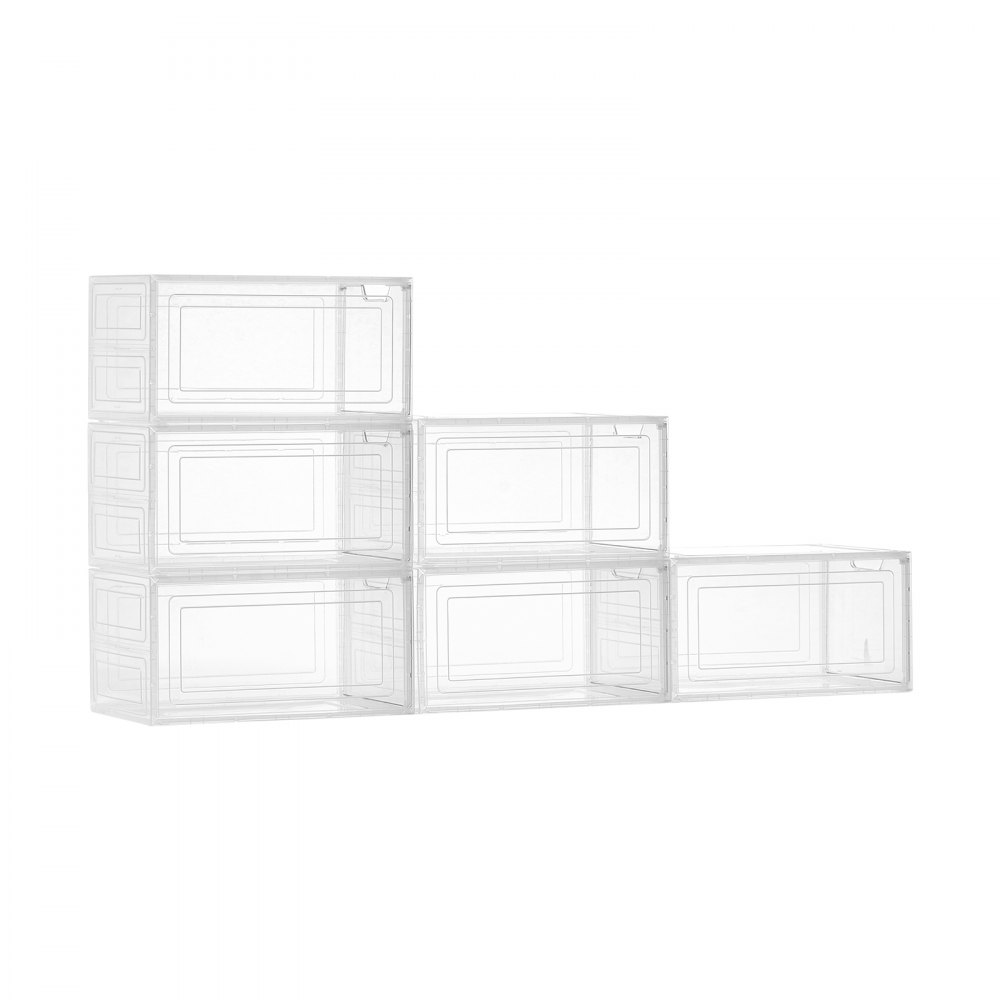 VEVOR Shoe Storage Boxes, 6 Pack Clear Stackable Shoe Boxes Storage ...