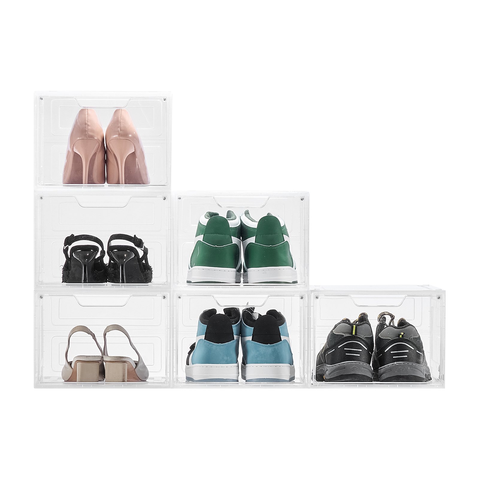 Shoue Box VEVOR Shoe Storage Boxes, 6 Pack Clear Stackable Shoe Boxes Storage ...