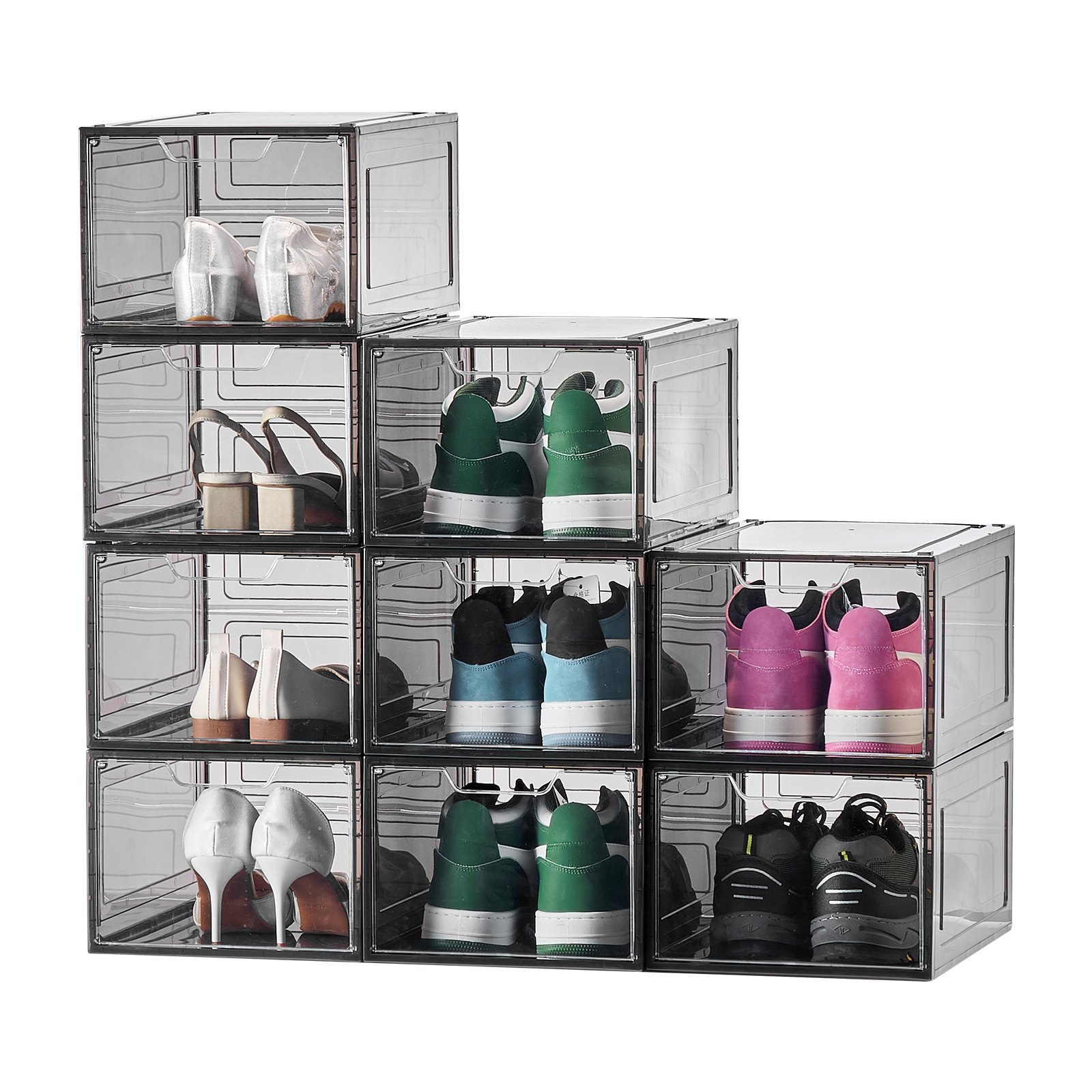Heels Storage Box VEVOR Shoe Organizing Boxes - 9 Pack Clear, PP/PET