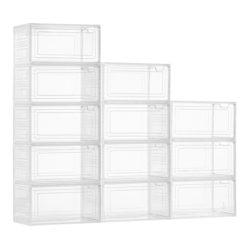 VEVOR Stackable Shoe Storage Boxes – 12 Pack 13.39x9.8x7.2in