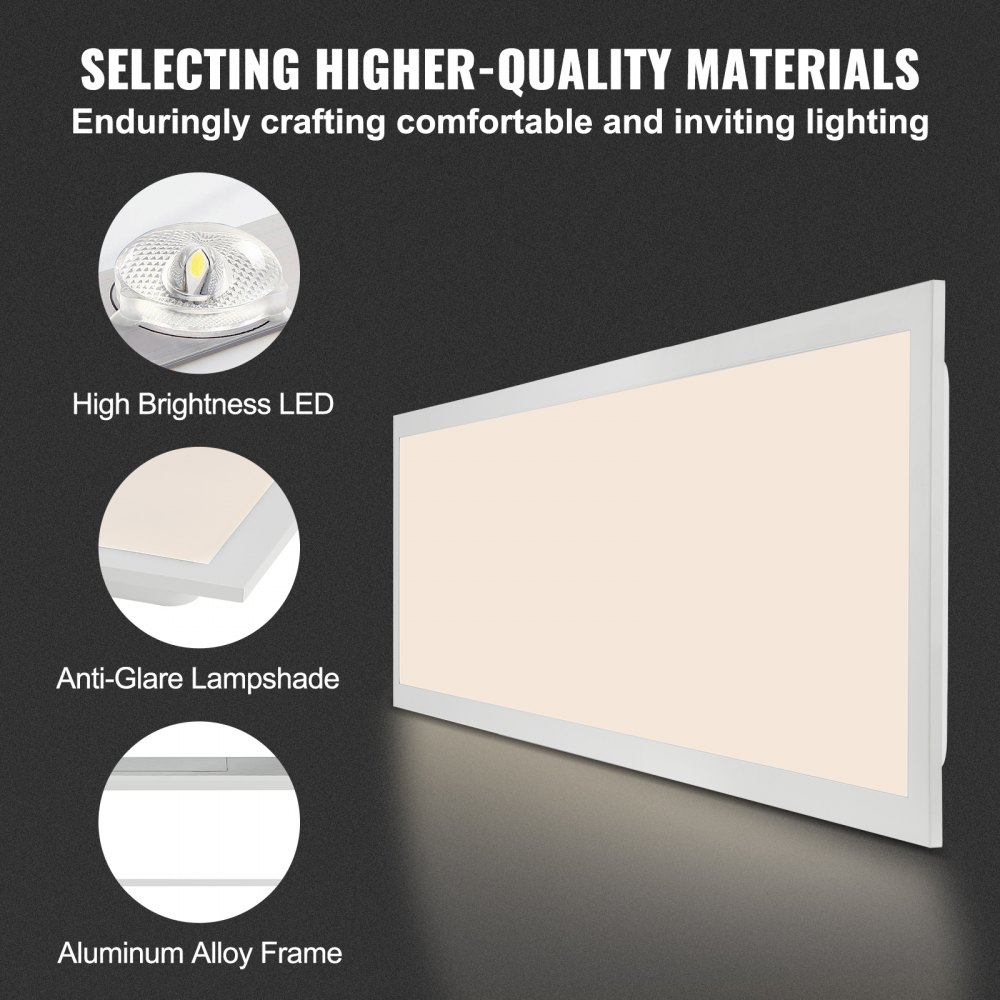 VEVOR 2 Pack 1x4 FT LED Flat Panel Light, 6600LM 55W, Surface Mount LED ...