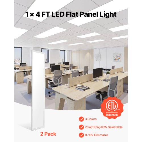 VEVOR 1x4 LED Flat Panel Light Surface Mount – 5700 LM, 40W