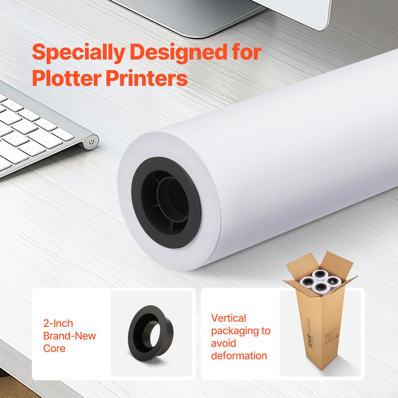 VEVOR 36 Inch Paper Roll – 36 in x 150 ft CAD Bond, 4 Rolls