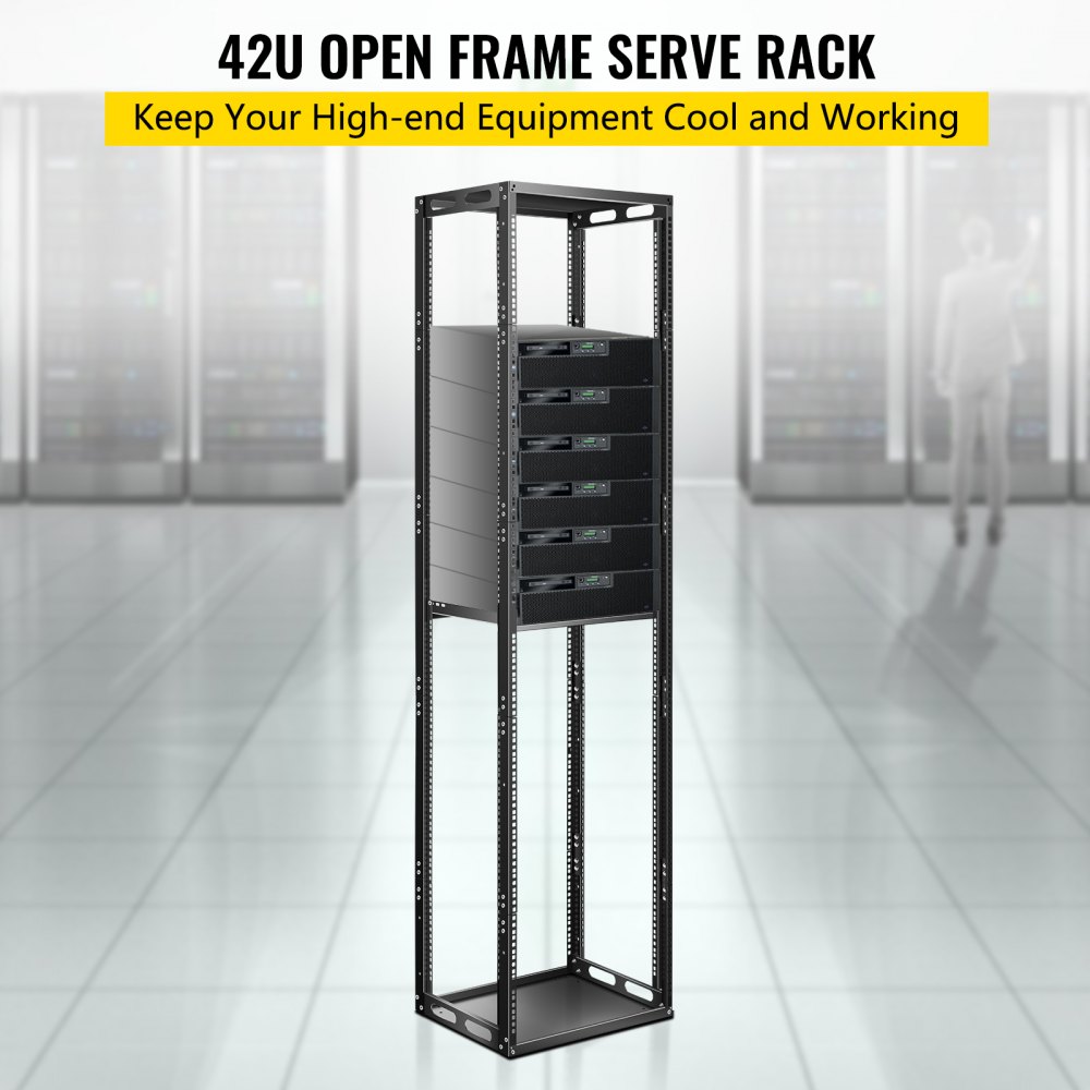42u Server Rack Full VEVOR Server Rack, 42U Open Frame Rack, 4-Post IT Server Network Relay ...