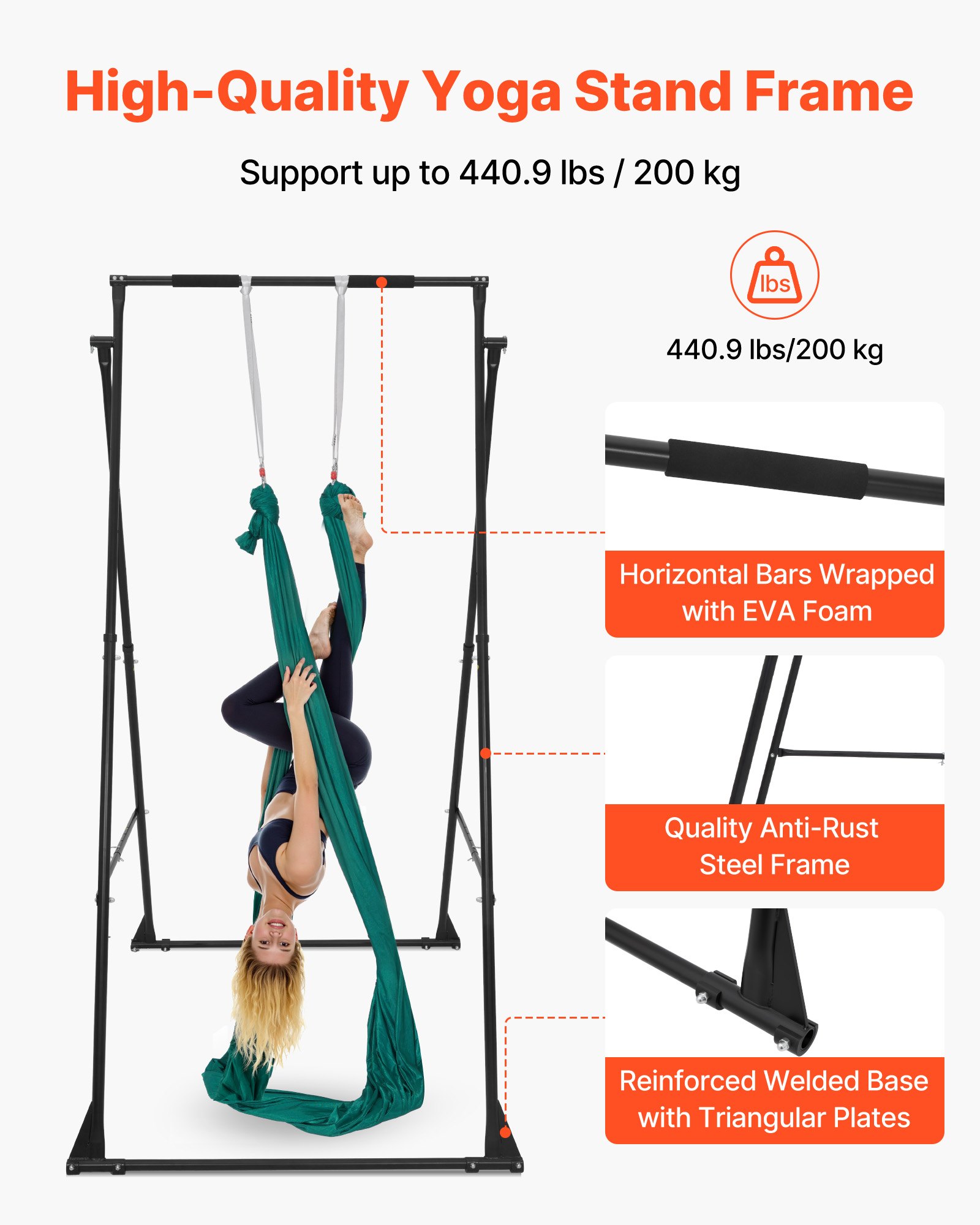 Eva Stand VEVOR Yoga Stand Frame, Max 440.9 lbs Load Swing Stand, Triangular ...