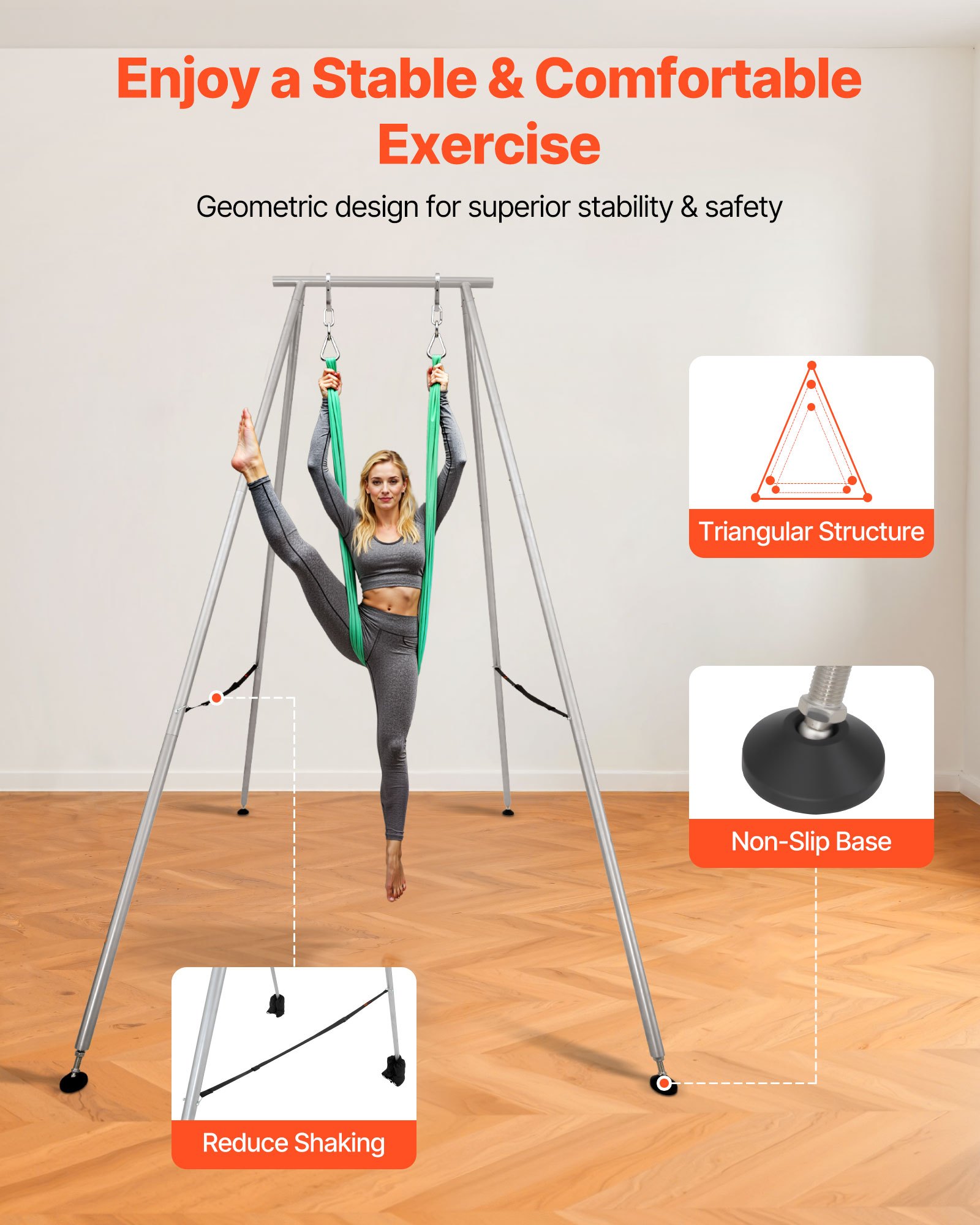 VEVOR Aerial Yoga Stand Frame – 551 lbs Max, 9.6 ft Height