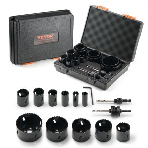 VEVOR Hole Saw Kit, 11 PCS Saw Blades, 2 Drill Bits, 1 Hex Wrench