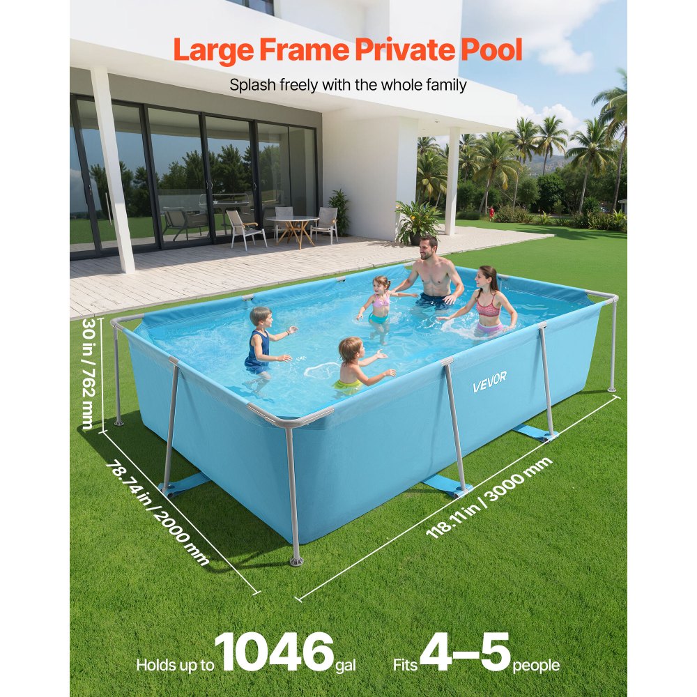 VEVOR Steel Rectangular Above Ground Pools – 118