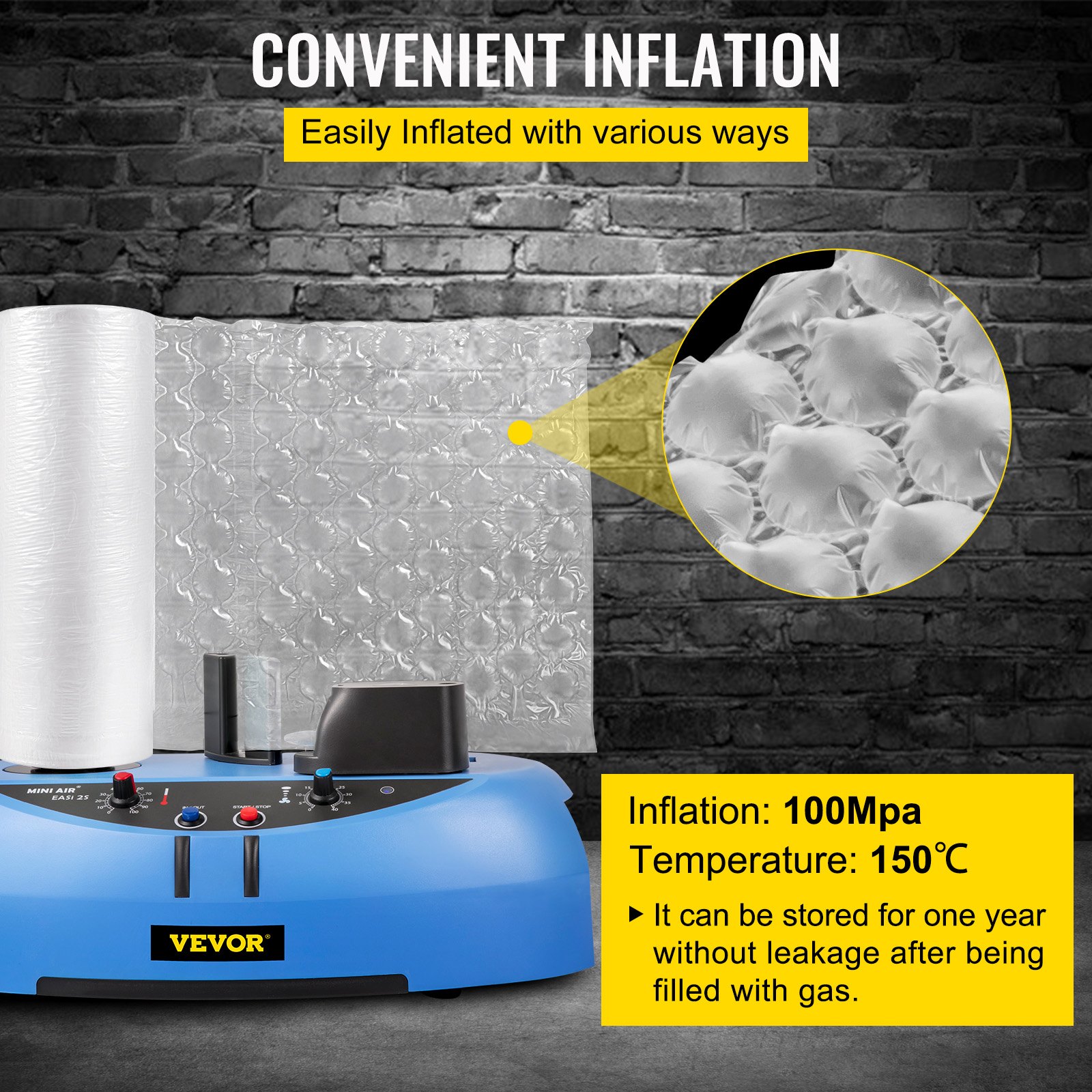 VEVOR Air Cushion Film, 984Ft Length Air Pillow Bubble Bags Film, 16