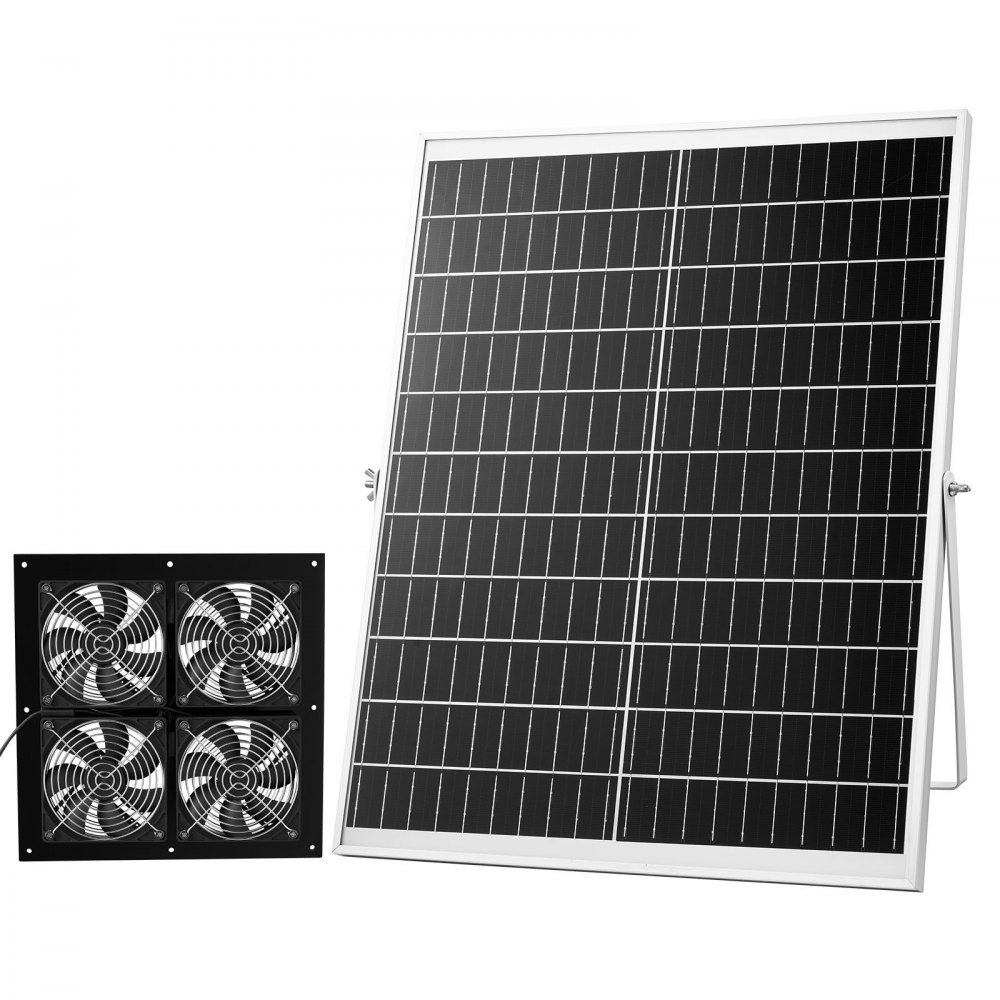 VEVOR Solar Powered Fan, 25W Solar Panel with 4 Fans, Adjustable Solar ...