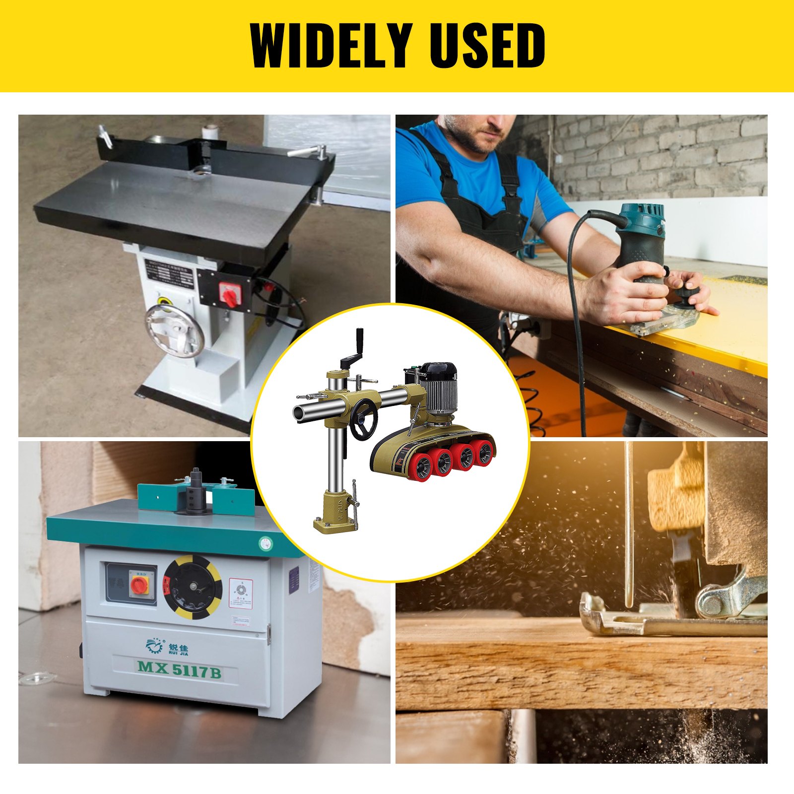 VEVOR Power Feeder Power Stock Feeder 1 HP Table Saw Feeder 4 Rollers 4