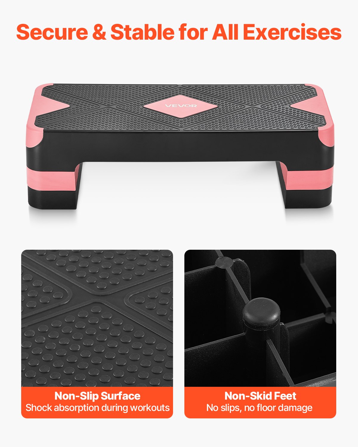 VEVOR Aerobic Exercise Step Platform, 28-Inch Workout Aerobic Stepper ...