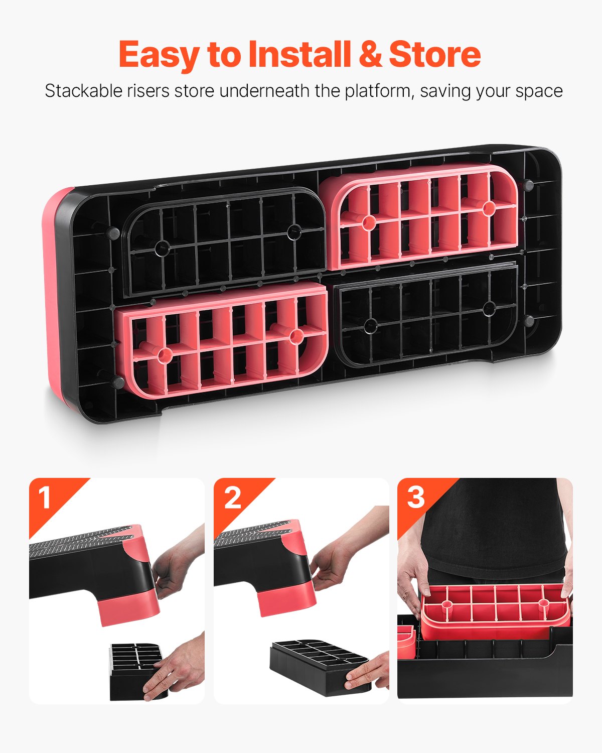 VEVOR Aerobic Exercise Step Platform, 28-Inch Workout Aerobic Stepper ...
