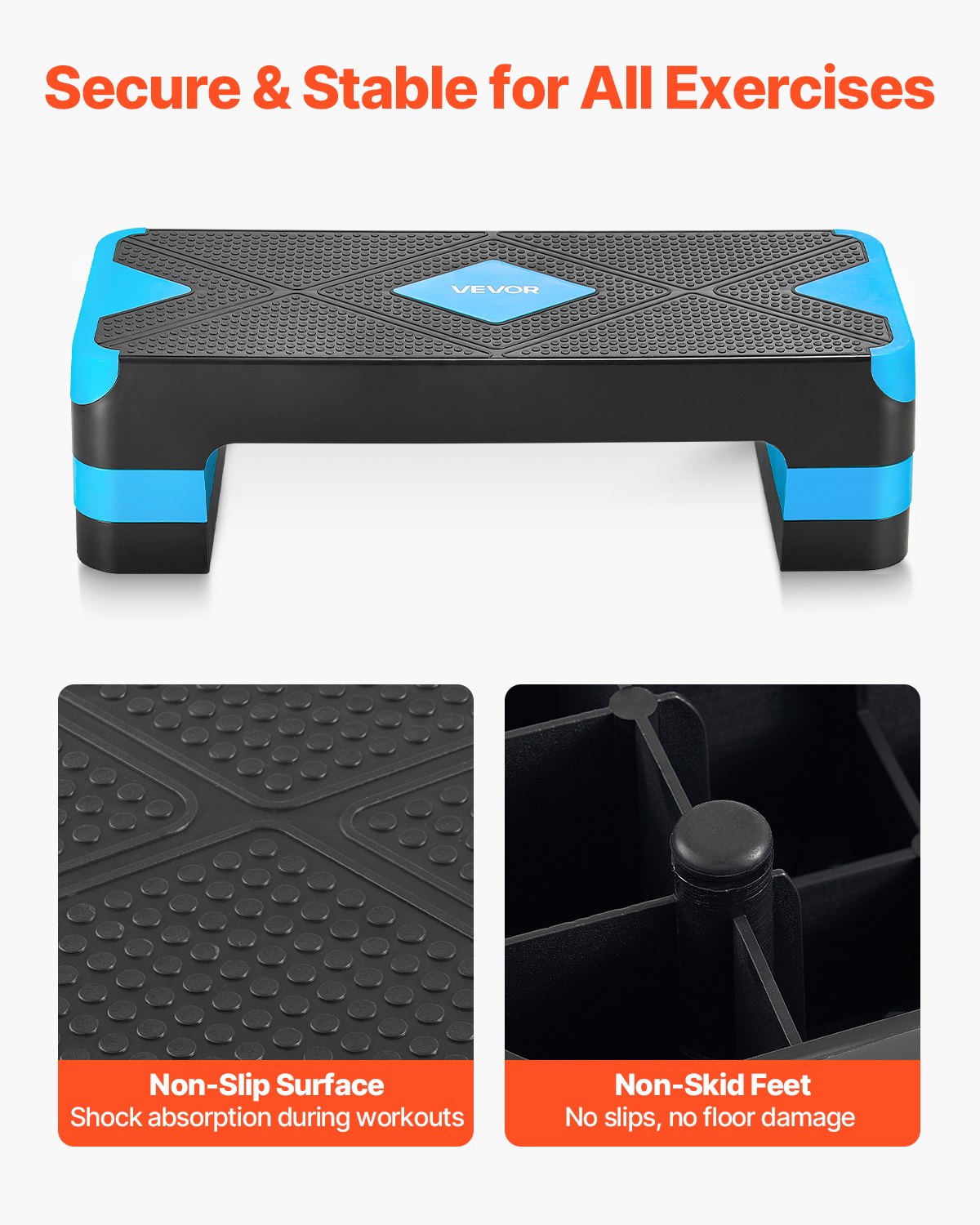 VEVOR Aerobic Exercise Step Platform, 28-Inch Workout Aerobic Stepper ...
