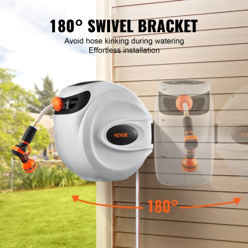 Swivel Hose Reel Wall Mount - 180 Degree Pivot Hose Hanger - Great for Garden Storage - Hose Holder Wall Mount for Garden Hose - Heavy Duty Steel Hose Hanger for Hose Reels