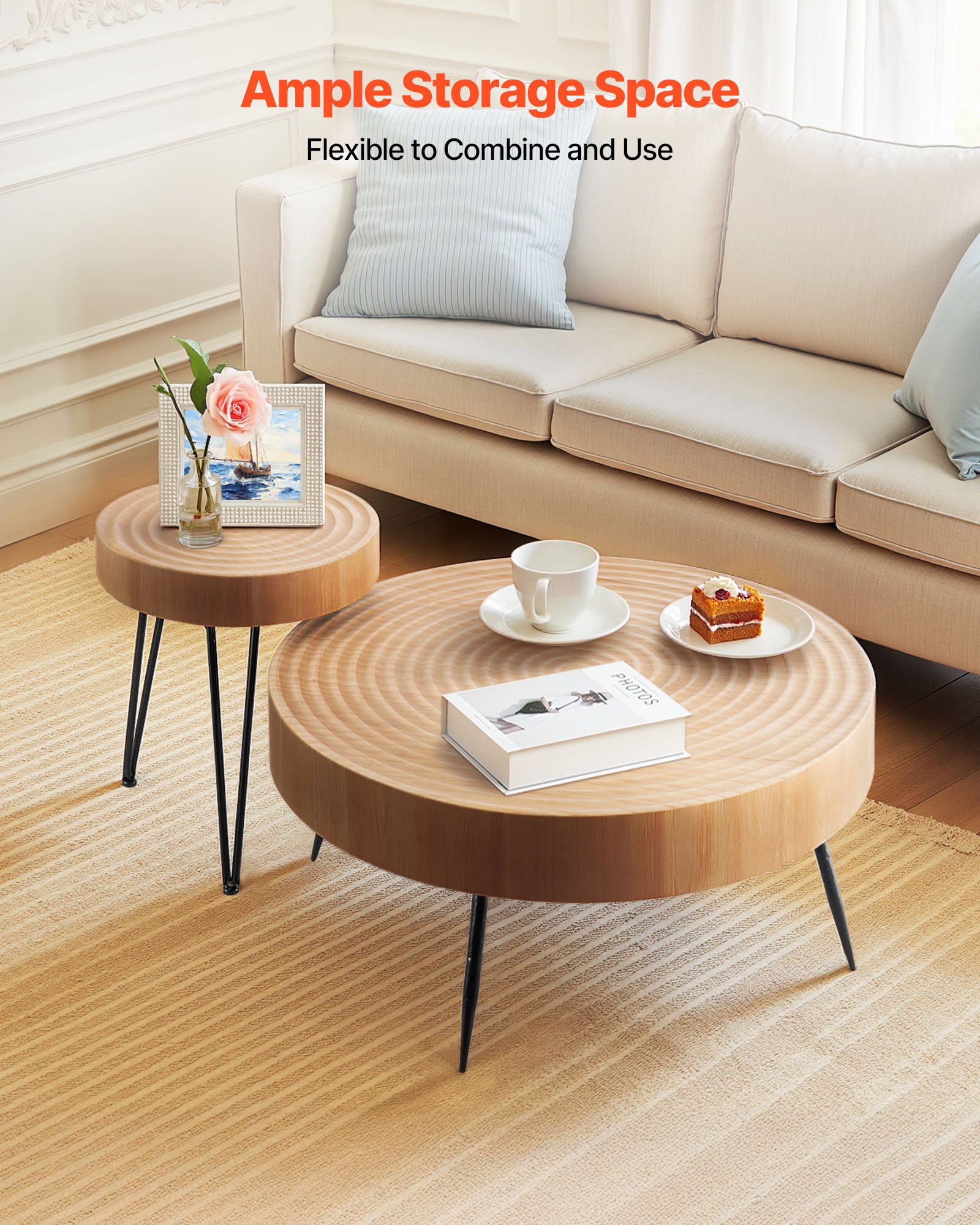 VEVOR Round Coffee Table for Living Room – Easy Assembly