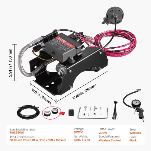 VEVOR Air Compressor Kit for Air Bags – 12V 100 PSI System