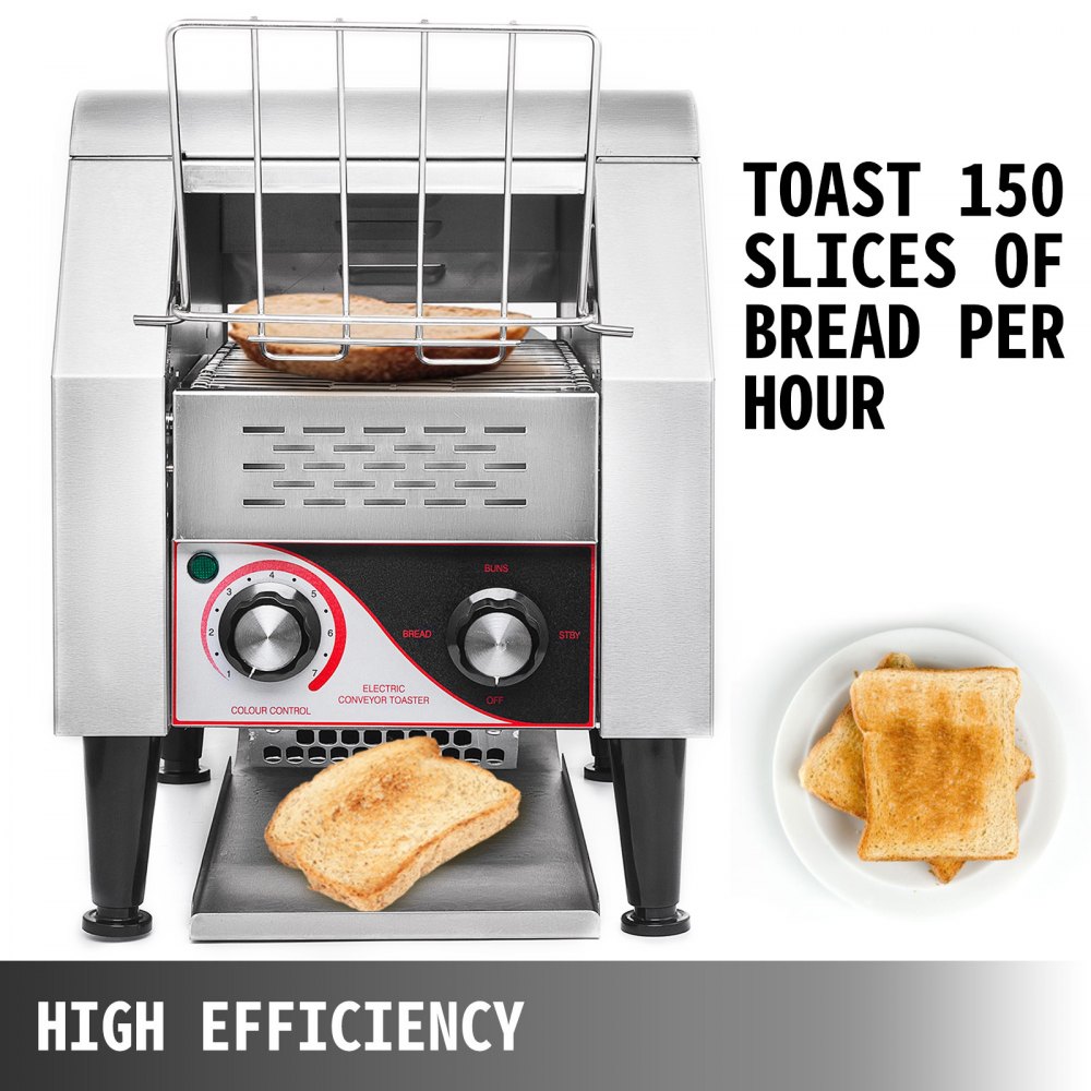 VEVOR Commercial Conveyor Toaster, 150 Slices / Hour, 1340W Stainless