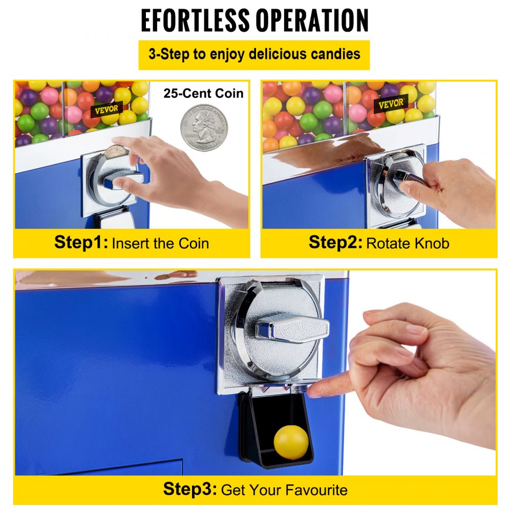 VEVOR Vending Machine with Stand, Blue Quarter Candy Dispenser ...