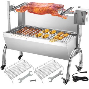 Rotisserie grill roaster stainless steel 13w 88lbs capacity bbq charcoal clearance pig