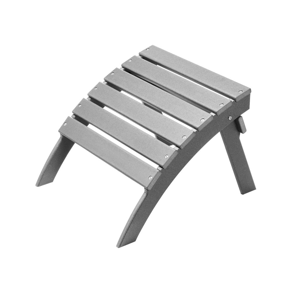 Adirondack taburet, 21,5D x 18,9Š x 14,8V palců, skládací HDPE plastový taburet Adirondack, odolná opěrka nohou pro Adirondack židli, široce používaná pro venkovní verandu, bazén, trávník, dvůr, šedá