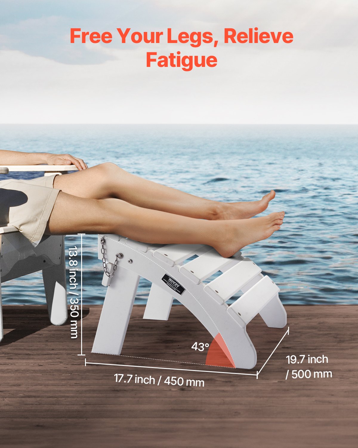 VEVOR Plastic Adirondack Foot Rest – HDPE, 17.7x19.7x13.8in