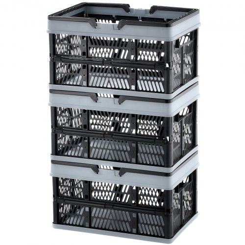 VEVOR Collapsible Shopping Basket, 3 Pack, 25L Plastic