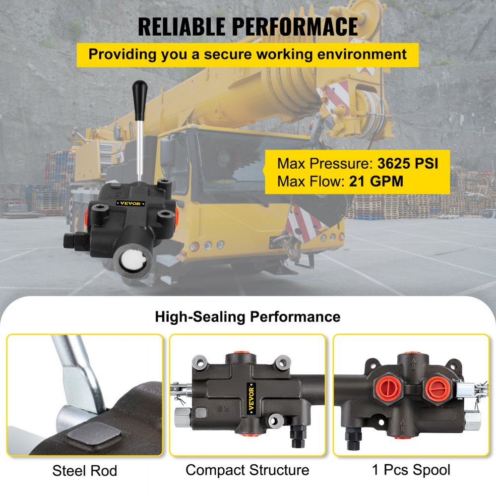 3 Spool 11 GPM Hydraulic Flow Control Valve SAE Ports Adjustable Relief Lever Handle Double Acting Parallel Center Tractor Loader W Joystick Small Tractors Tanks Loaders Log Splitters 3600 Psi