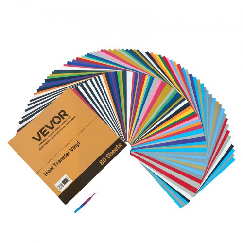 VEVOR Heat Transfer Vinyl HTV Iron on Vinyl Bundle 80 Pack 12 x 12 in ...