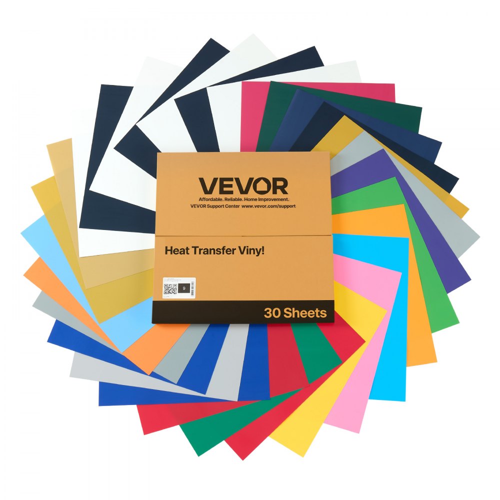 VEVOR Heat Transfer Vinyl for Shirts — 30 Sheets & 22 Colors