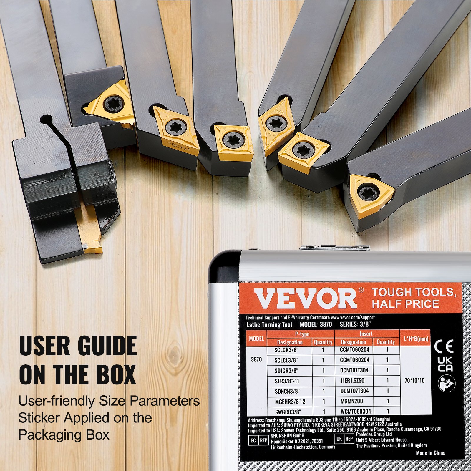 VEVOR 7 Pieces Indexable Lathe Turning Tool Holder, 3/8 in, CNC Heavy ...