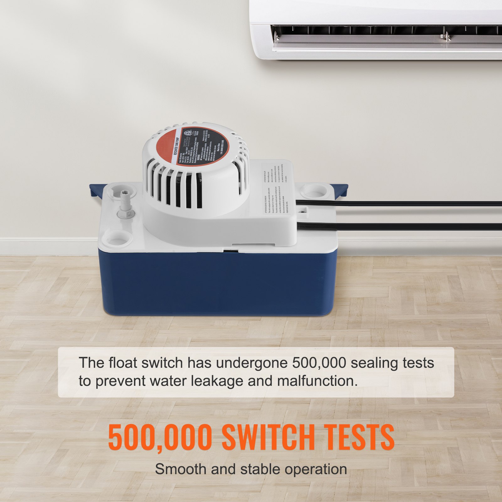 VEVOR Condensate Removal Pump, 1/50 HP, 65 GPH, 15 ft Lift, 115V Automatic AC Condensation Pump