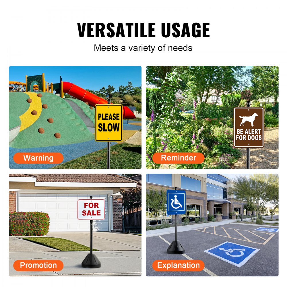 VEVOR Portable Sign Post, 5 ft Cast Iron Sign Post Holder with Hard ...