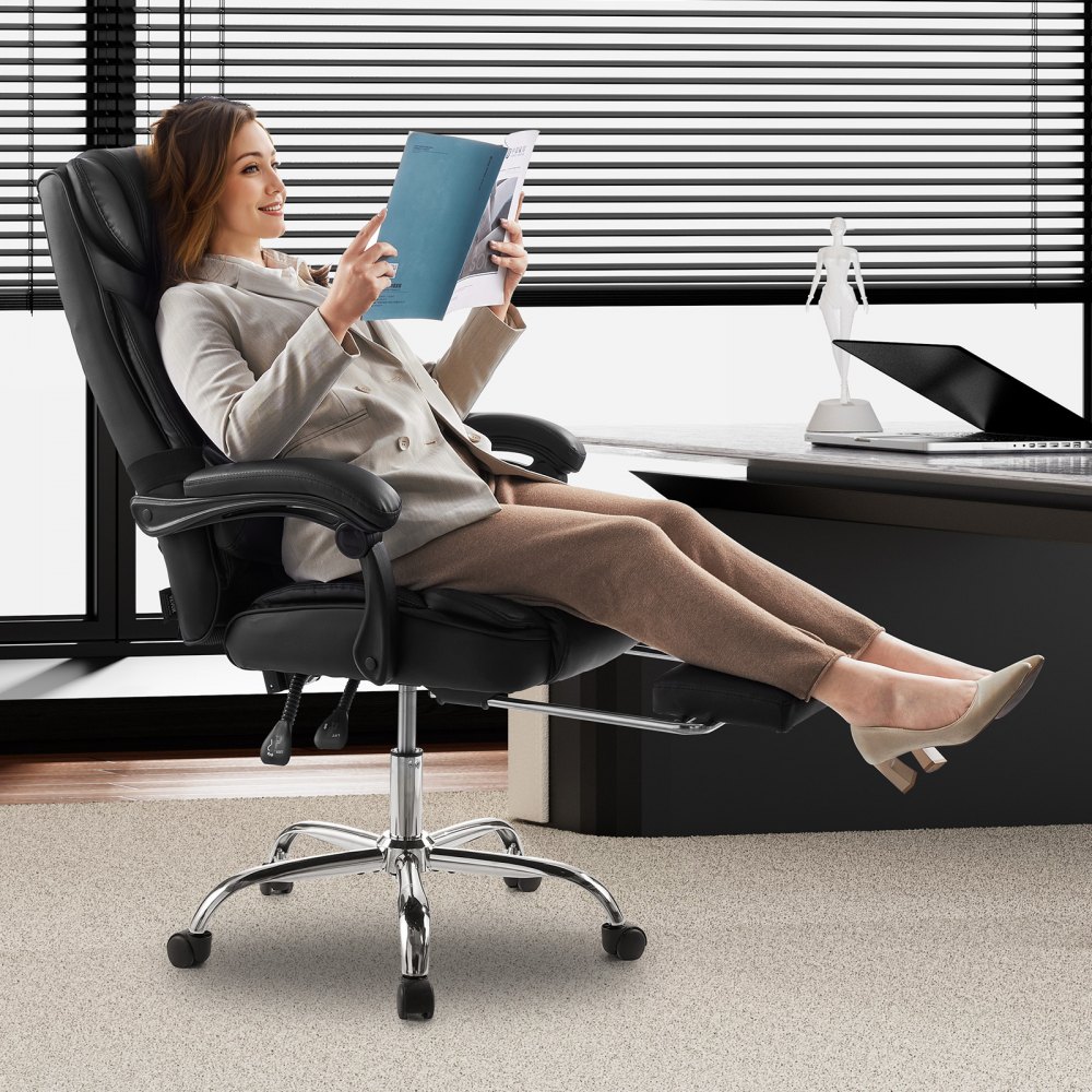 VEVOR Executive Chair, High Back Office Chair with Footrest and Lumbar ...