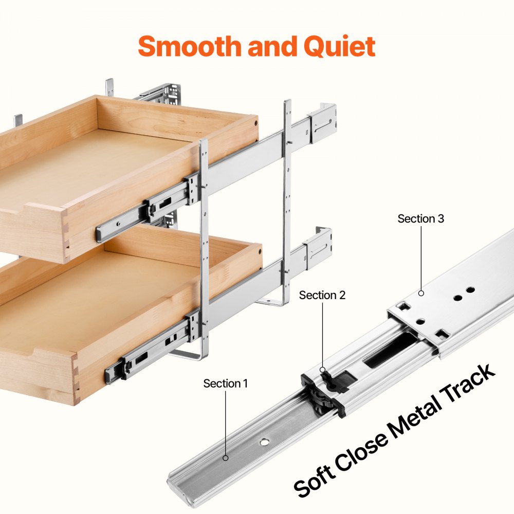 2 Tier Pull Out Cabinet Organizer Soft Close Slide Out Wood Drawer 14