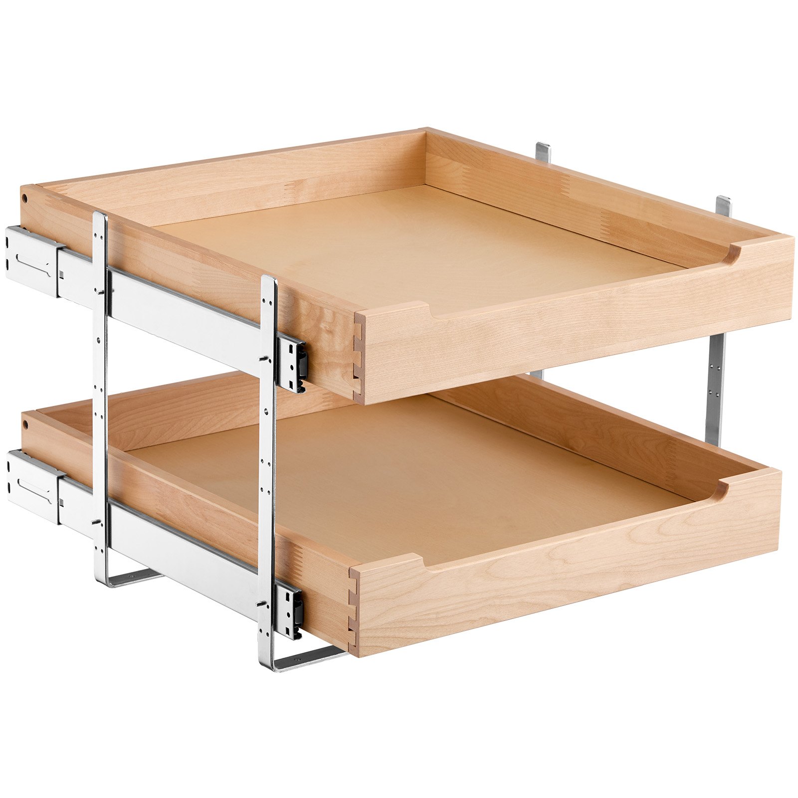 2 Tier Pull Out Cabinet Organizer Soft Close Slide Out Wood Drawer 17