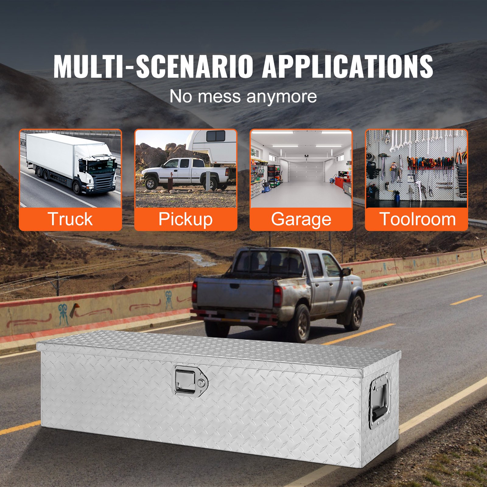 Heavy Duty Aluminum Truck Bed Tool Box, Diamond Plate Tool Box For Pick Up Truck Bed P 010304883163