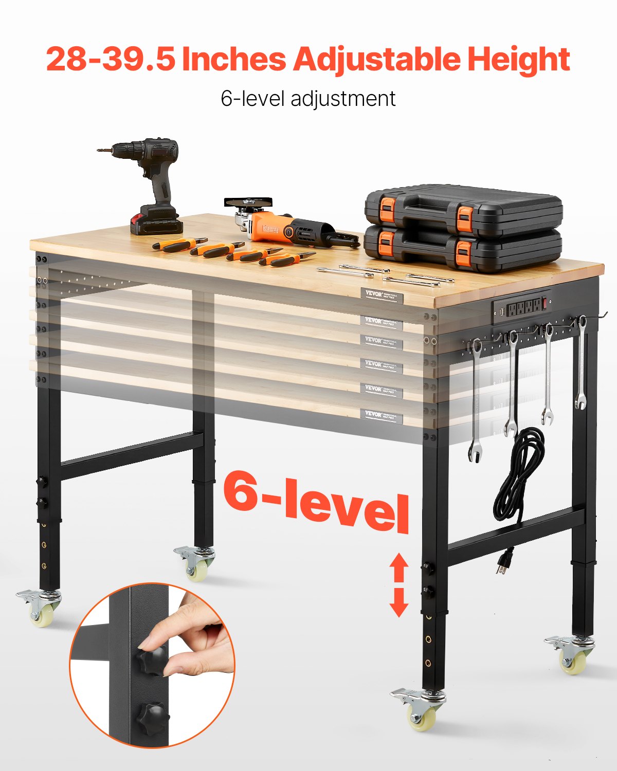 Top Loading Bench VEVOR 48-Inch Adjustable Workbench, 2000 lbs Load, Work Bench with ...
