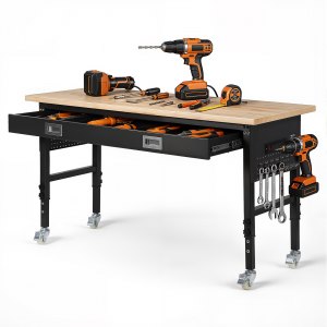 VEVOR 60-inch Adjustable Workbench, 1500 lbs Load Capacity, Garage ...
