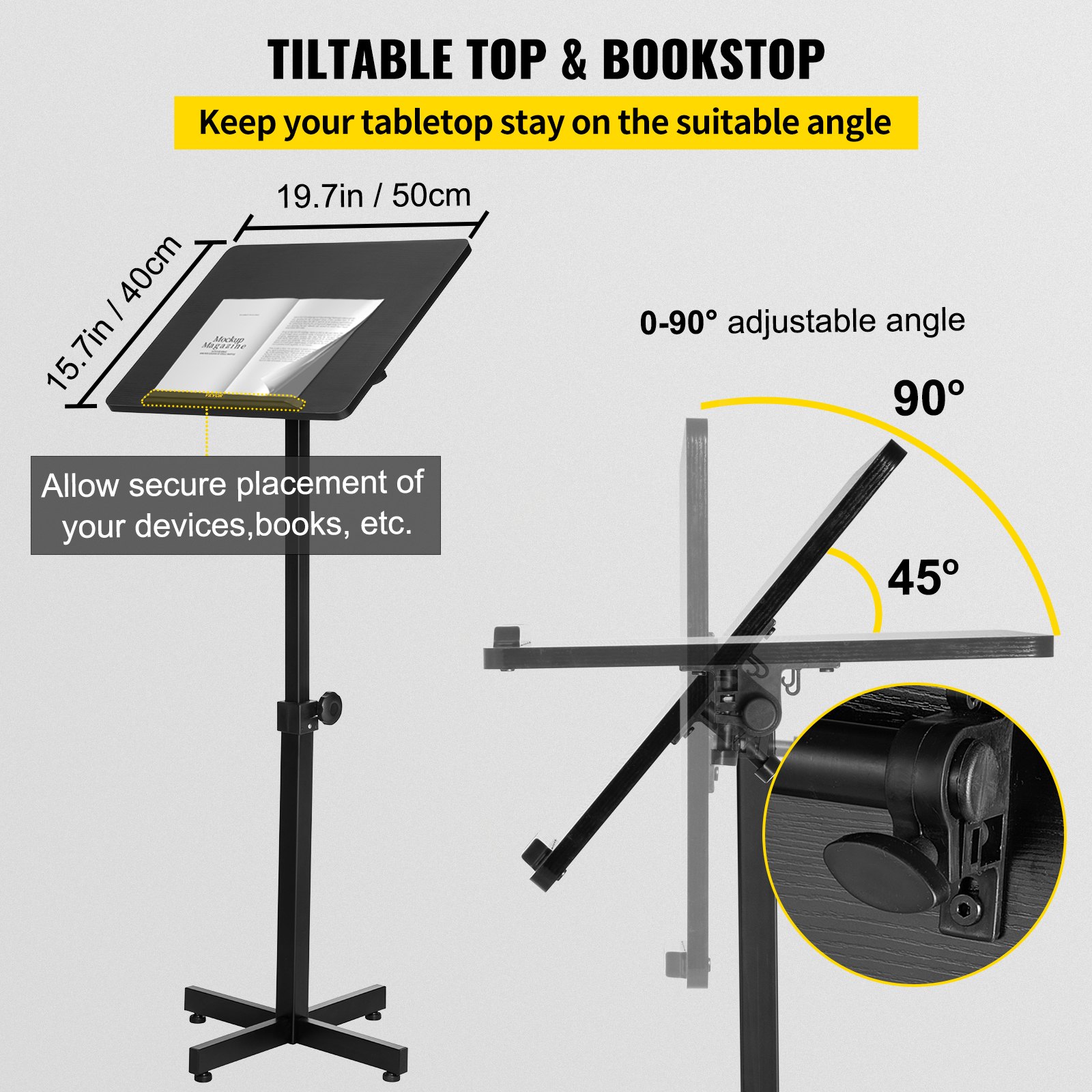 Lectrum Stand VEVOR Lectern Podium Stand, Height Adjustable Laptop Table, Portable ...