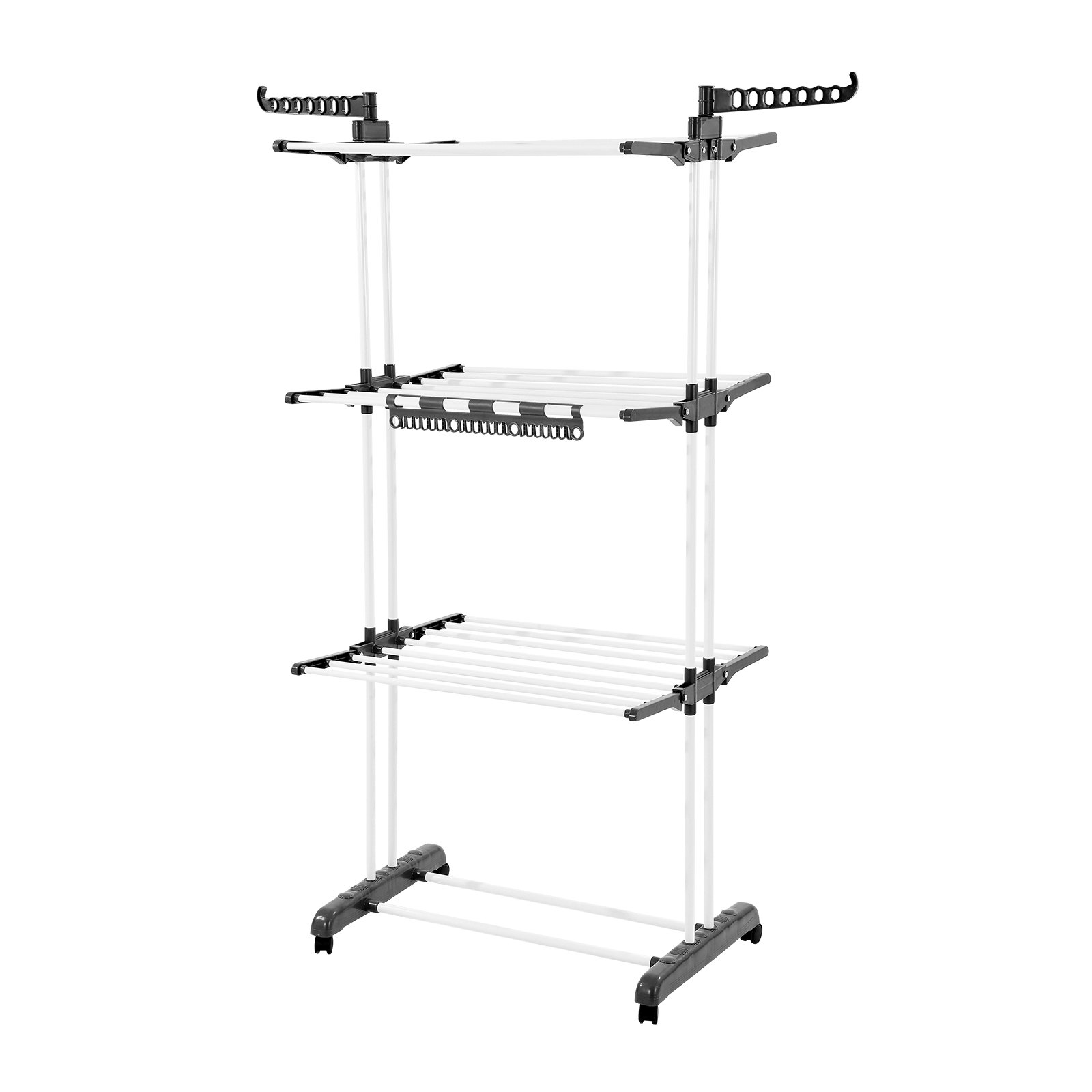 VEVOR Floor Standing Drying Rack – 4-Tier, 24 Rods & 7 Hooks