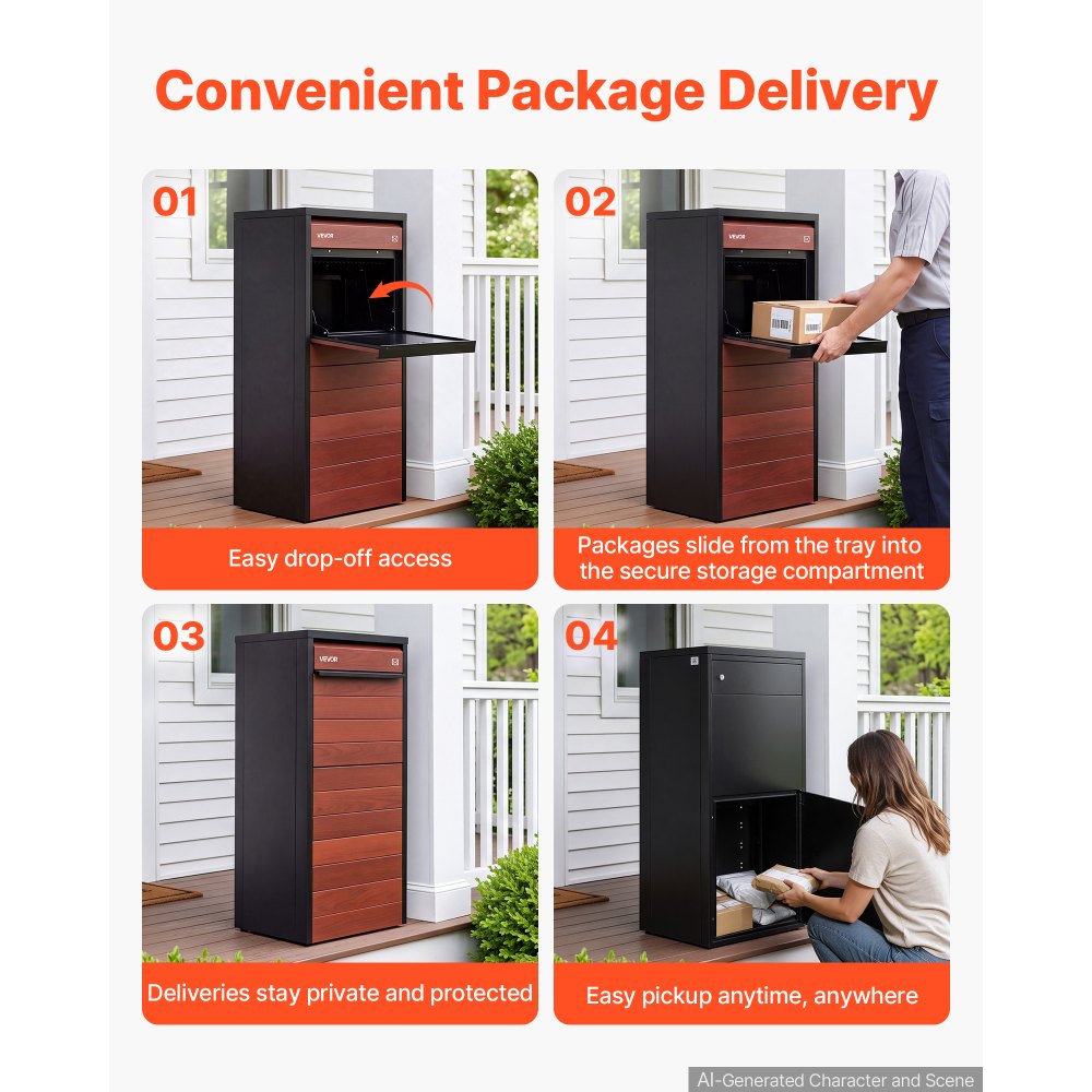 VEVOR Package Delivery Box for Outside 44.09 in Large Metal Parcel Drop ...