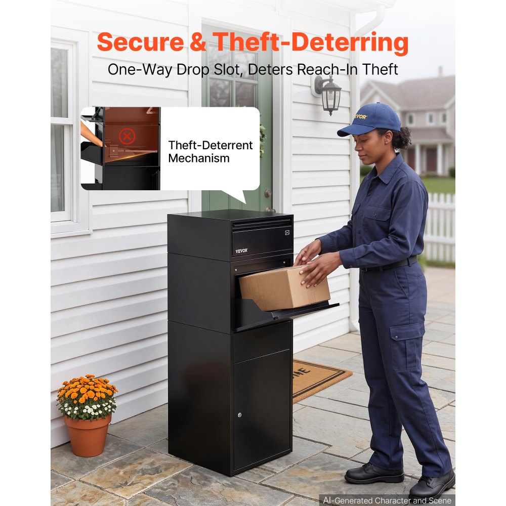 VEVOR Package Delivery Box for Outside 47.24 in Large Metal Parcel Drop ...