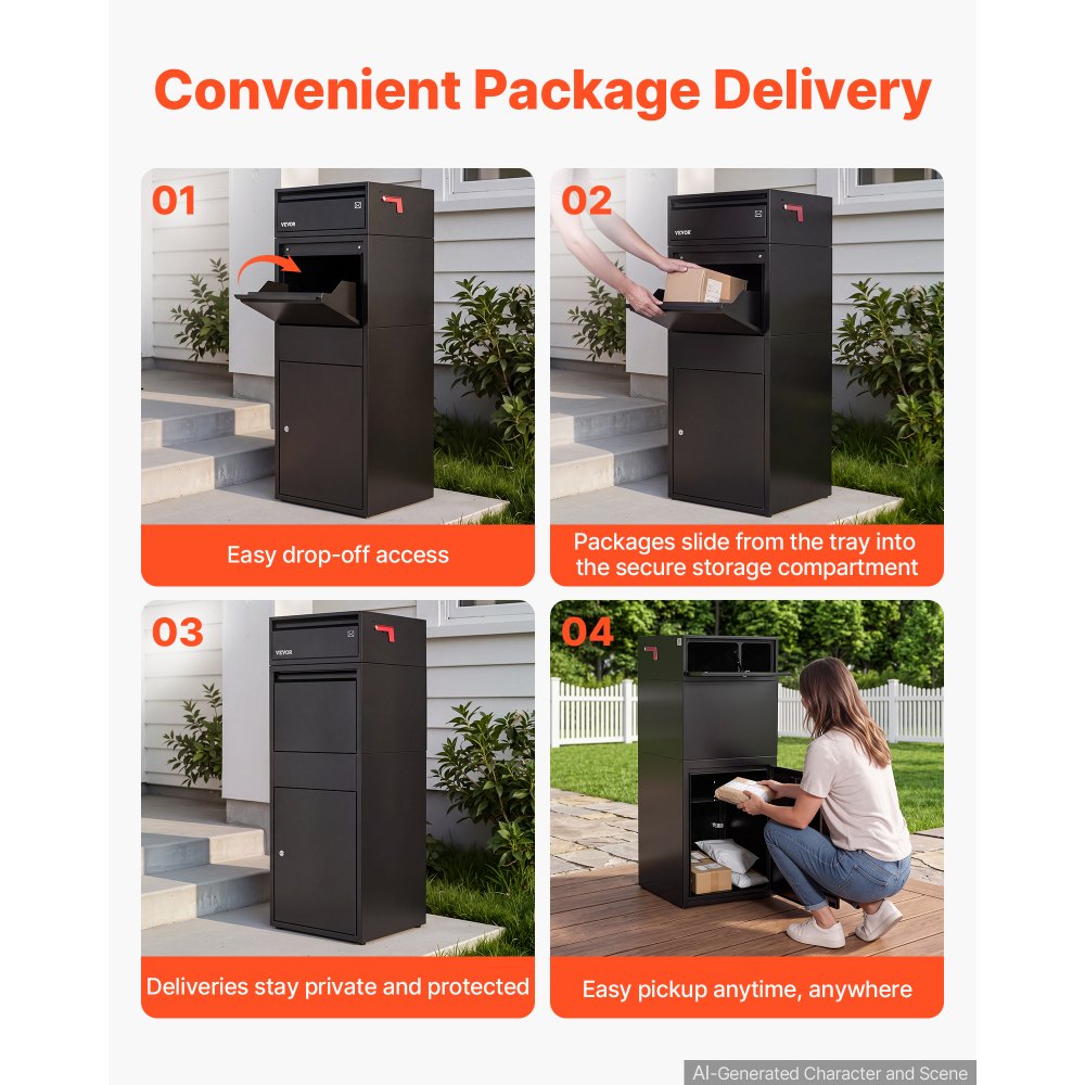 VEVOR Package Delivery Box for Outside 47.24 in Large Metal Parcel Drop ...