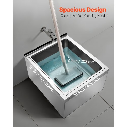 VEVOR Stainless Steel Mop Basin – 3-in-1 Filter, 22×19×12 In
