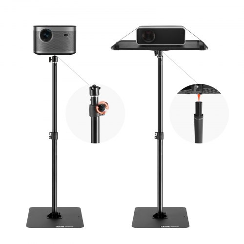 Polesto Height-Adjustable Projector Stand With Tray – Sturdy Metal, 15.3 Lb Capacity
