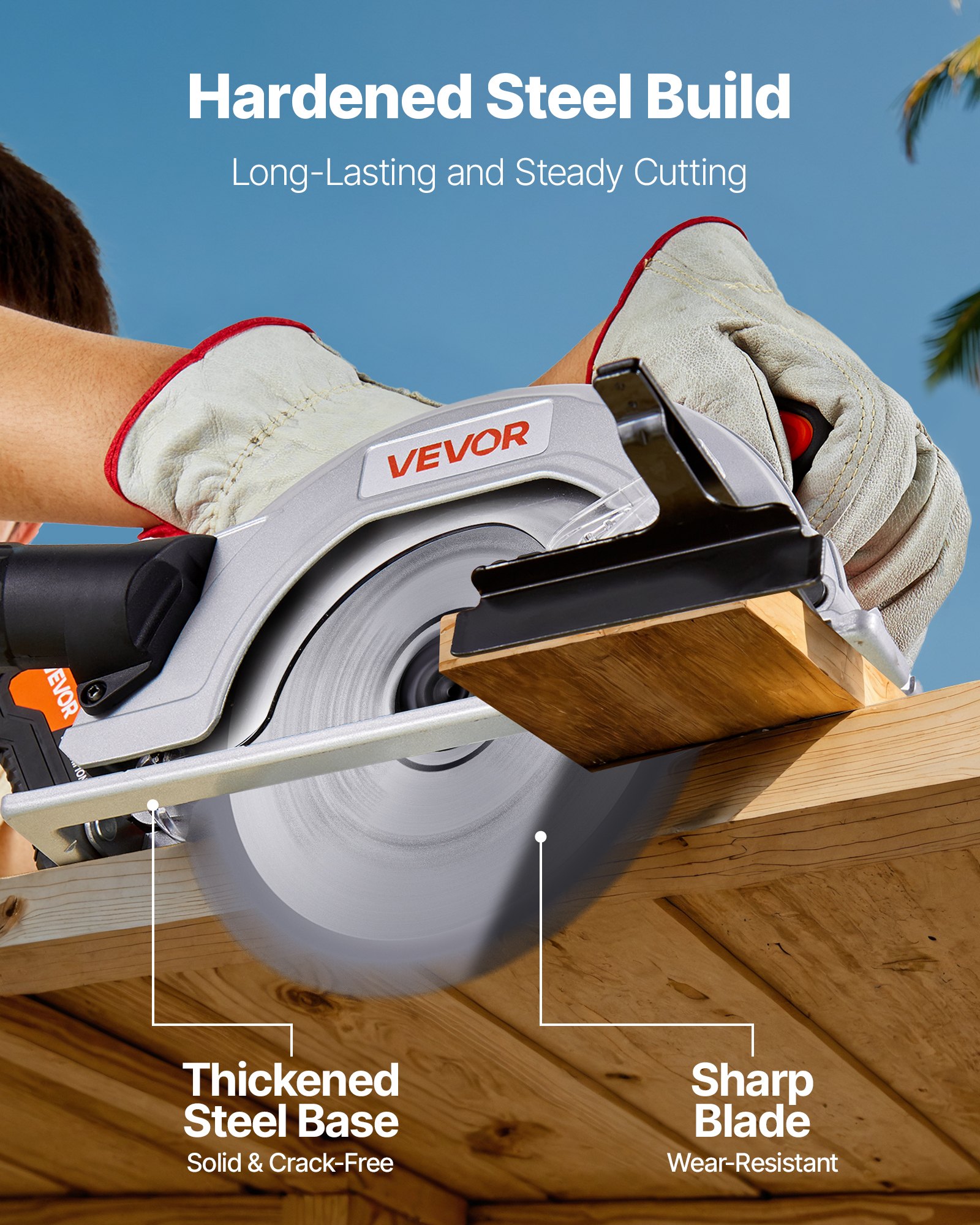 VEVOR Cordless Circular Saw, 7-1/4 inch Blade, 5000 RPM Speed, 0-45 ...